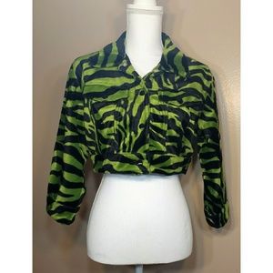 Vintage Betsey Johnson Green Leopard Crop Jacket L
